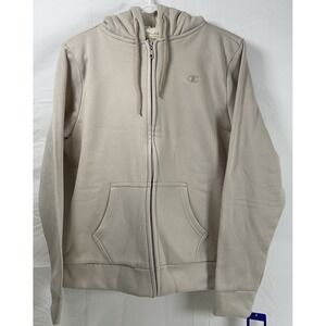 NWT Women's Champion Double Dry Sherpa Lined Zip Front Hoodie Light Tan Medium
